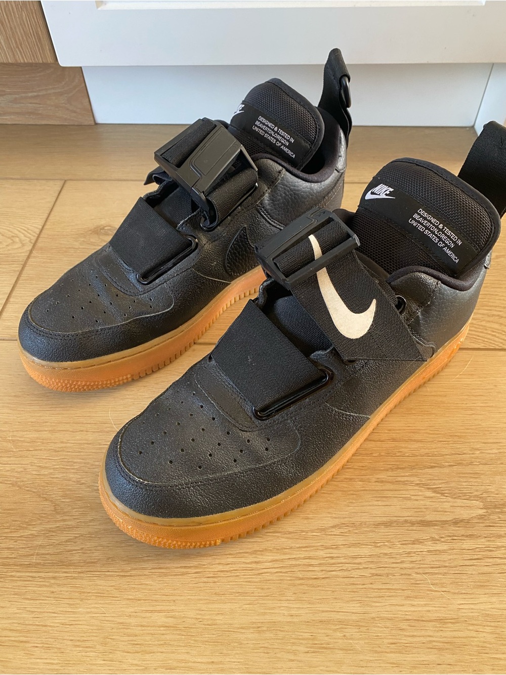 Nike Air Force 1 Utility Sneakers Black White Gum AO1531 002 Men’s 10